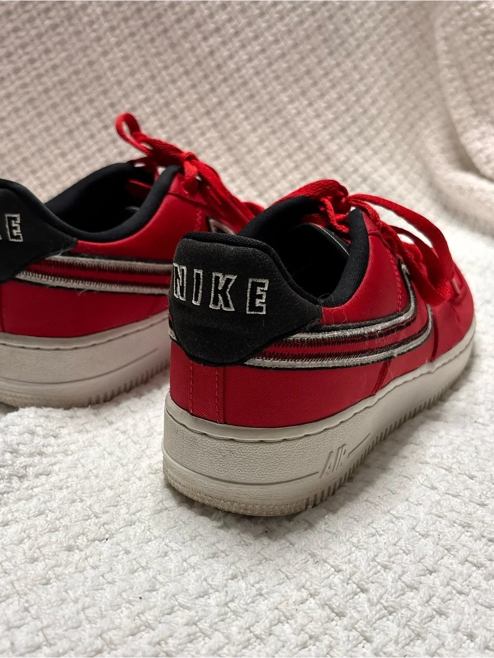 Nike Air Force 1 Low University Red Black Nylon Embroidered Swoosh